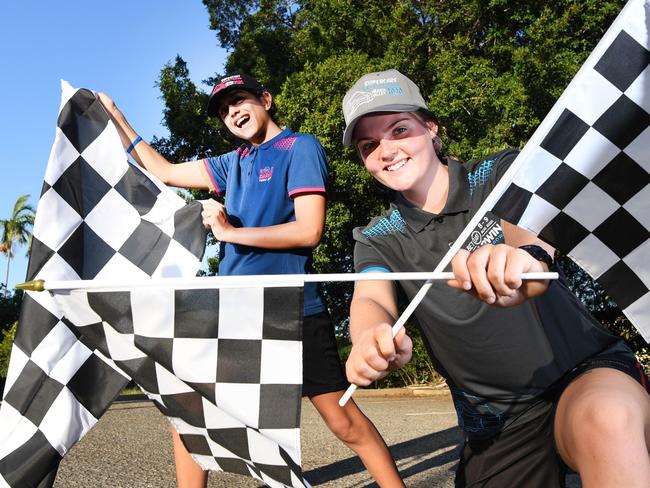Young Supercar fans Rawiri Mulhall, 13, and Maddison Edge, 15, are looking forward to the Darwin Triple Crown.   Picture Katrina Bridgeford.