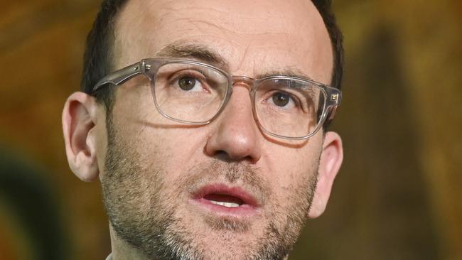 CANBERRA, AUSTRALIA, NewsWire Photos. OCTOBER 16, 2023: Green leader Adam Bandt holds a press conference at Parliament House in Canberra. Picture: NCA NewsWire / Martin Ollman