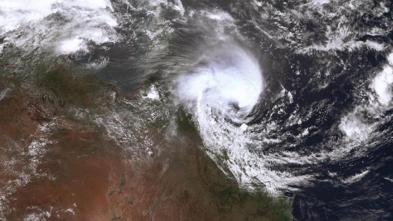 BOM satellite image of Cyclone Kirrily off the coast of Townsville.