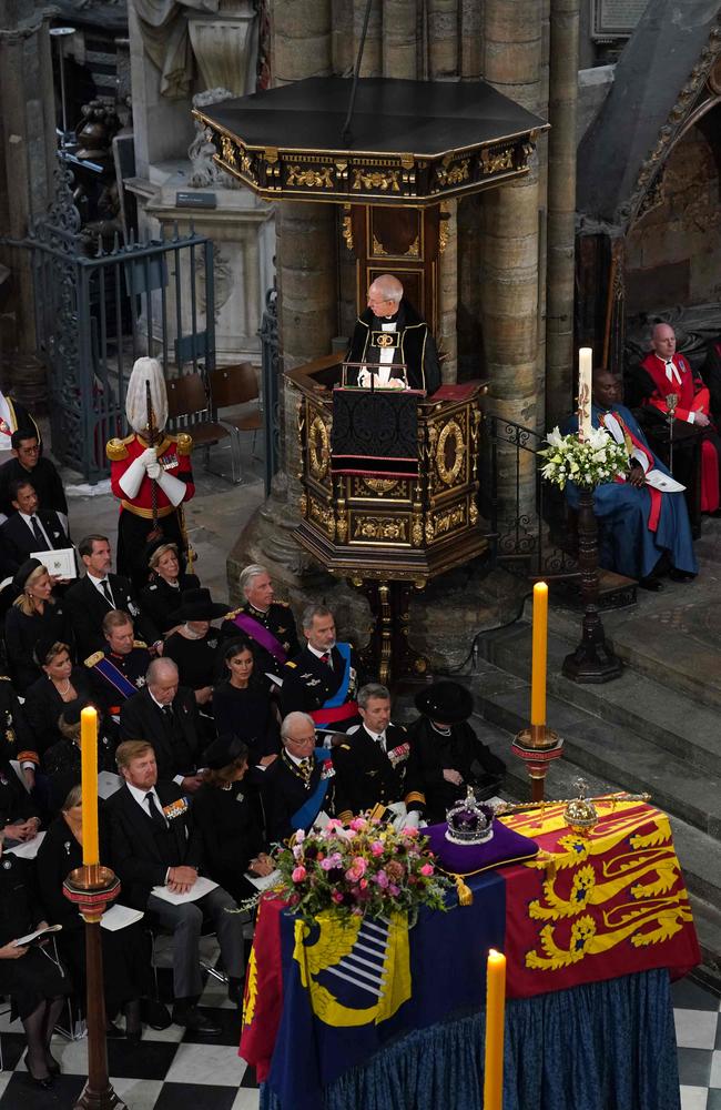 Archbishop of Canterbury, the Most Reverend Justin Welby speaks during the State Funeral of Queen Elizabeth II, held at Westminster Abbey.