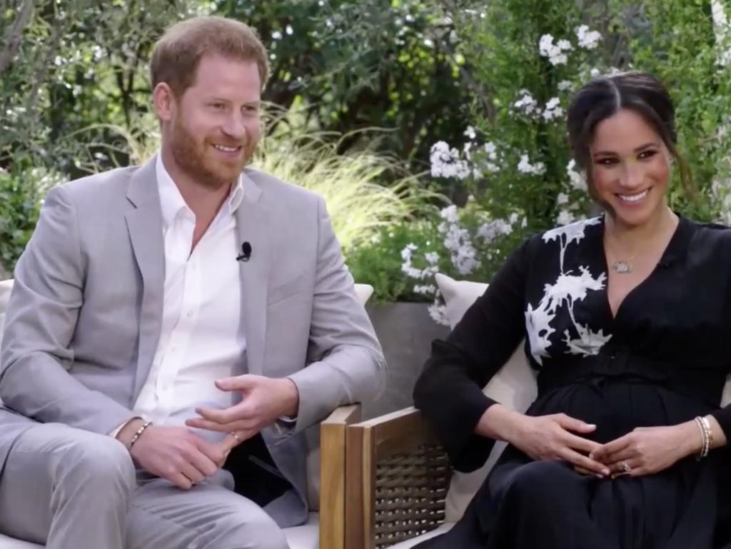 Prince Harry and Meghan Markle sent shockwaves around during their bombshell interview with Oprah Winfrey last March. Picture: CBS