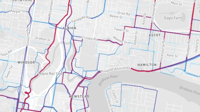 STRAVA app heatmap showing cyclist routes through Albion. The brighter the line, the more cyclists using the route. BCC lists Strava in their cycling strategy as being a good tool to work out what routes cyclists are using.