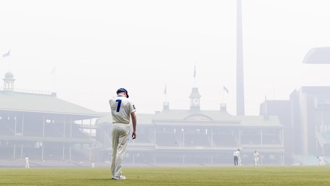 Liam Hatcher of the Blues in the outfield on day during day 3 of the Sheffield Shield cricket match between New South Wales and Queensland at the Sydney Cricket Ground. Picture: Craig Golding/AAP