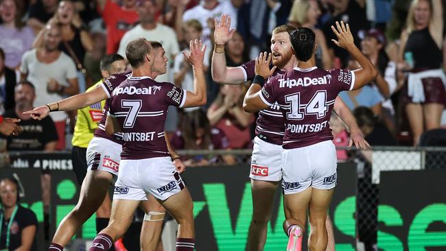 The Manly Sea Eagles have survived a scare, holding off an Eels resurgence to earn their second win for 2023. Picture: Getty Images.