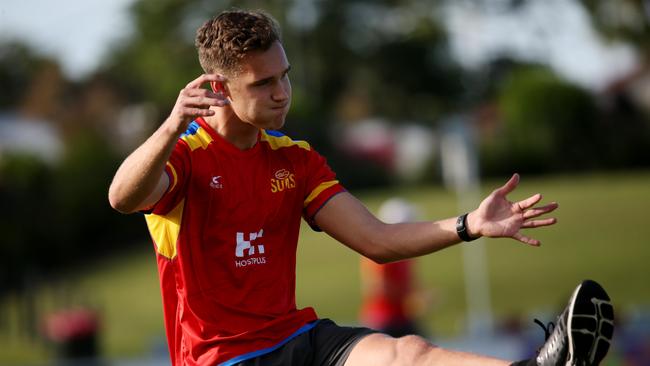 Jack Scrimshaw is hoping to lock down a spot across the halfback line for the Gold Coast Suns. Picture: STEWART McLEAN