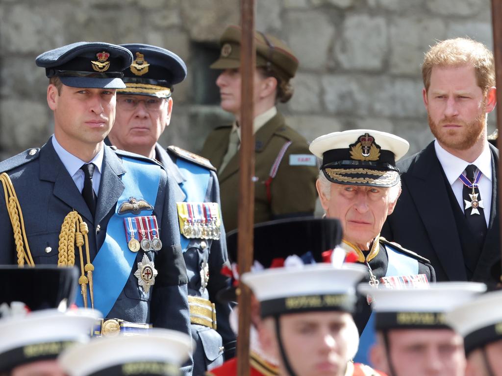 The estranged brothers at the funeral of Queen Elizabeth in September 22. Picture: Getty Images