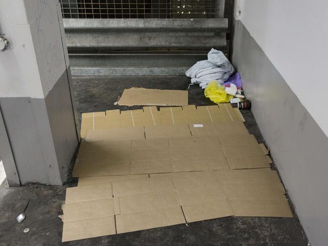 The Wilson carpark in Little Collins St is commonly used by the homeless. Picture: Ian Currie