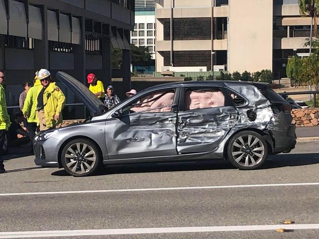 Garbo truck and car crash in CBD