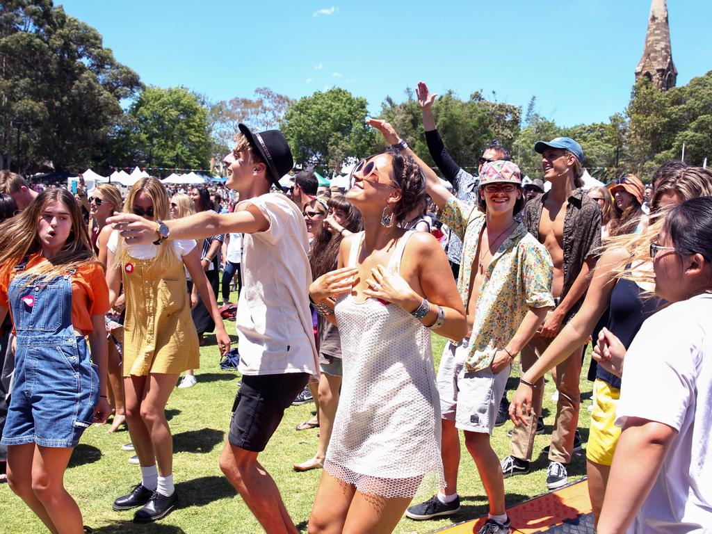 Crowds dancing at Federation Stage. Picture: Jess Husband.