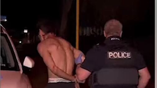 A man arrested after police intercepted a stolen BMW. Picture: 9News