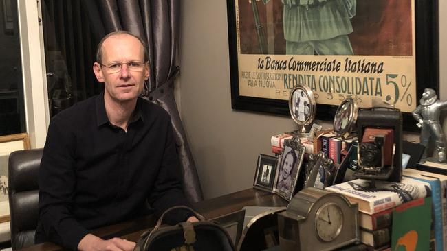 ANZ chief executive Shayne Elliott working from his Melbourne home. Picture: Supplied.