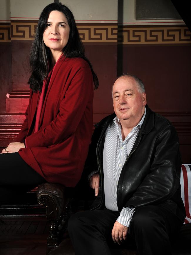 Pamela Rabe and her director husband Roger Hodgman, a Tasmanian, promoting Grey Gardens, a show they both worked on in Melbourne in 2011. Picture: Tony Gough