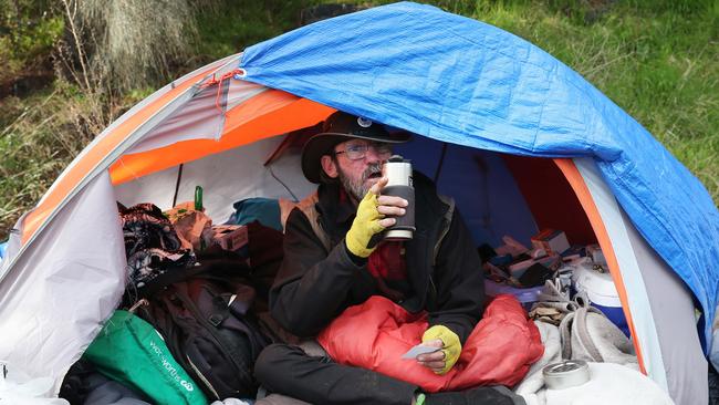 Tex who is long term homeless and now living at Kangaroo Bay in a tent. Picture: Nikki Davis-Jones