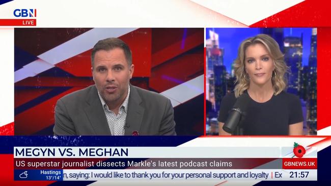 US journalist Megyn Kelly on GB News’ Dan Wootton Tonight. Picture: Dan Wootton Tonight/GB News