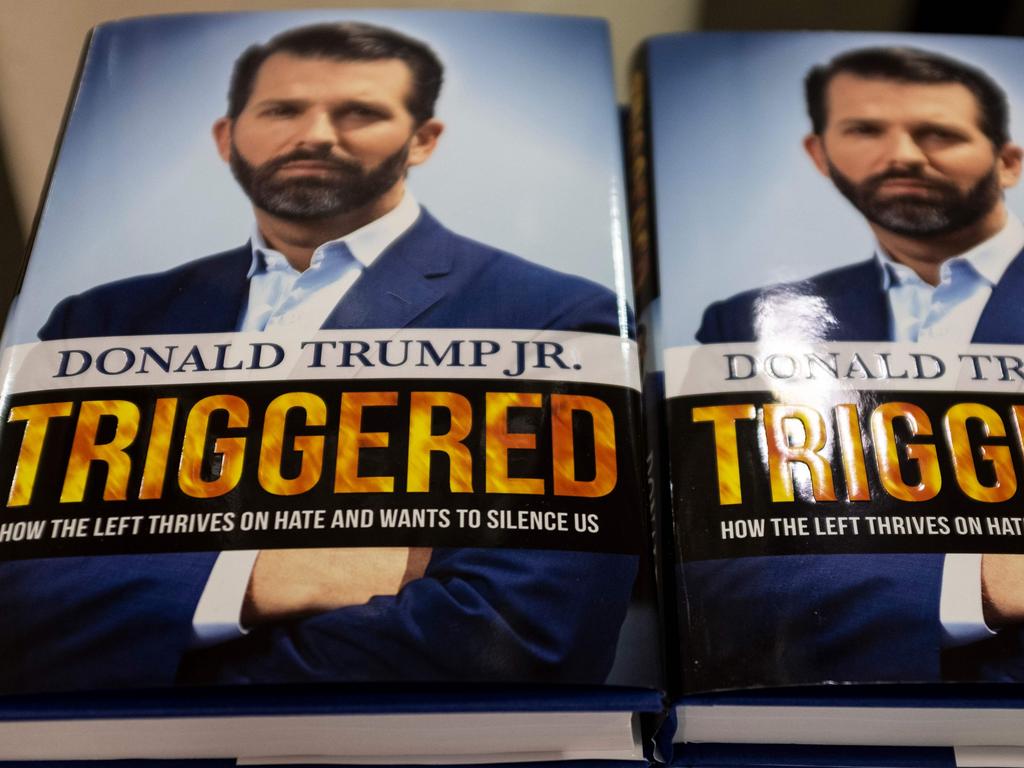 The book Triggered: How the Left Thrives on Hate and Wants to Silence US, by Donald Trump Jr. Picture: AFP