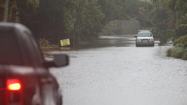 Childers Street at Belongil under water on Friday morning. Picture: Rohan Kelly