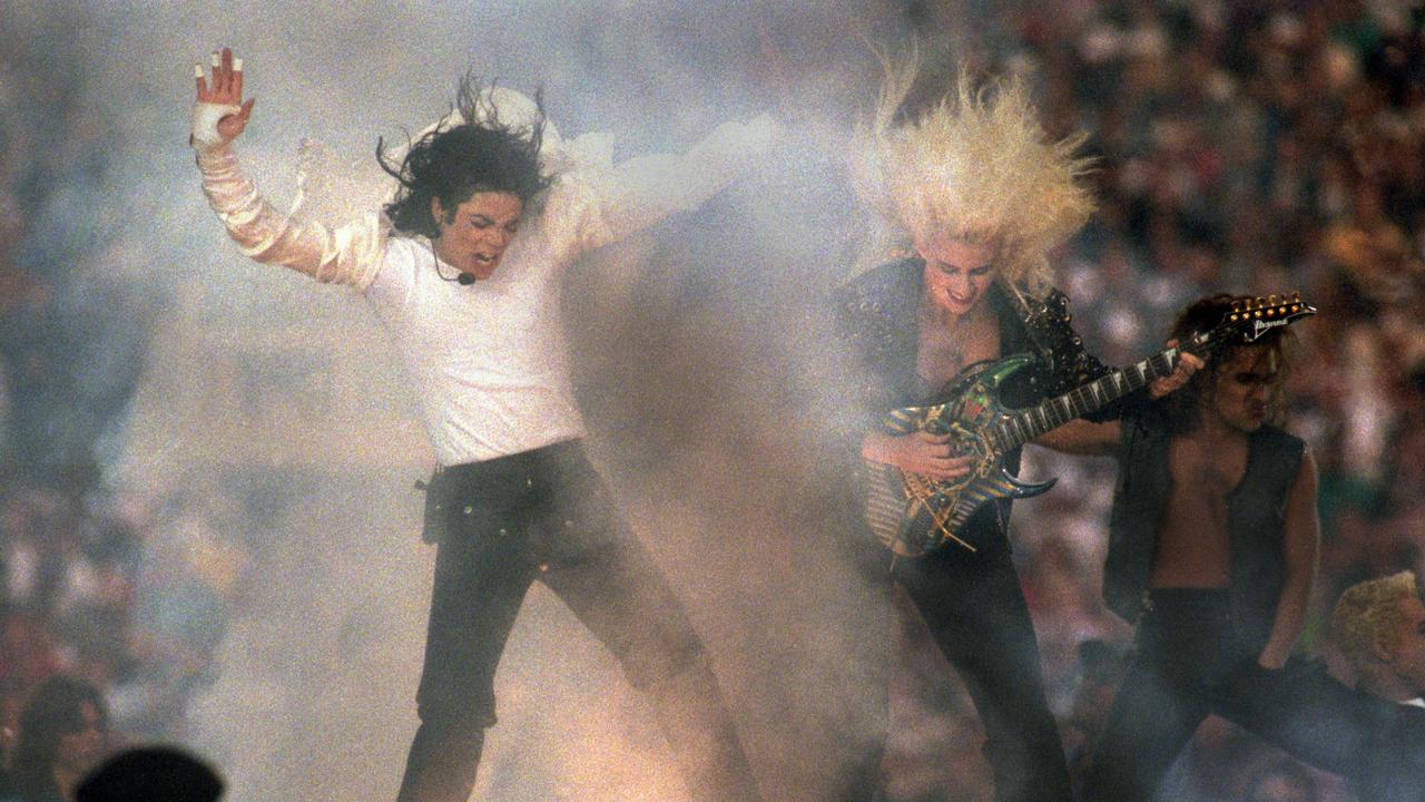 Jackson and his band onstage during half time in Pasadena, California. Picture: George Rose/Getty Images