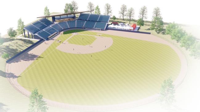 Artist's impression showing what a new baseball stadium in Adelaide might look like under the vision of new Adelaide Giants owner Ross Pelligra. Produced and supplied by City Collective