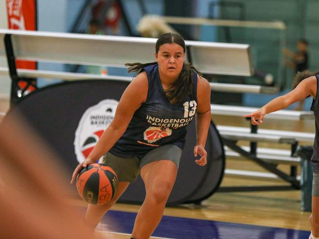 Jets young gun Kaylani Duggan-Cole – in action for Damabila in the Indigenous Community Basketball League – will represent Australia this weekend. Picture: Glenn Campbell