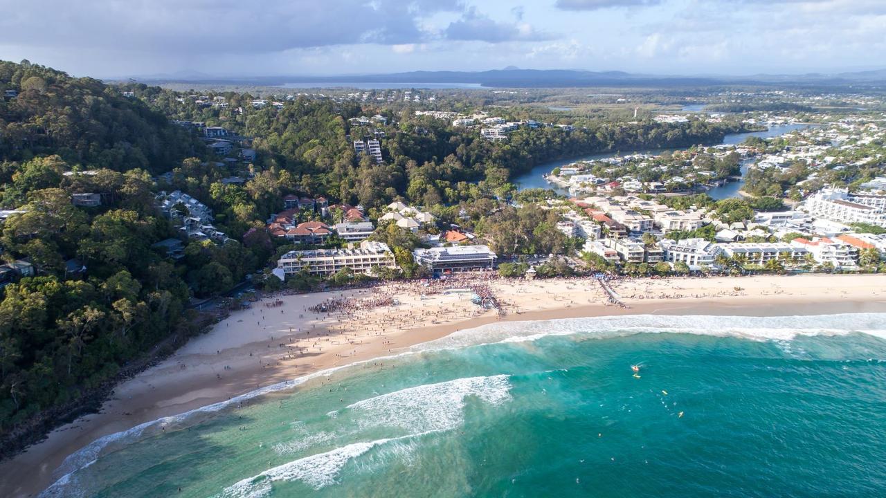 The 53-year-old man was pulled from the water on Sunday morning. Picture: Noosa Triathlon/News Corp Australia