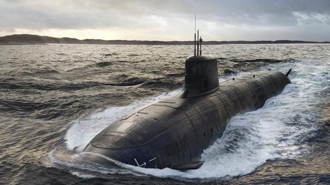 A render of the SSN-AUKUS nuclear-powered Submarine. Credit: BAE Systems