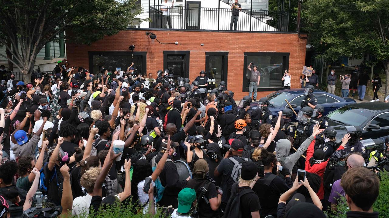 Protesters march in Louisville, Kentucky after the grand jury’s announcement on Wednesday. Picture: Jeff Dean/AFP