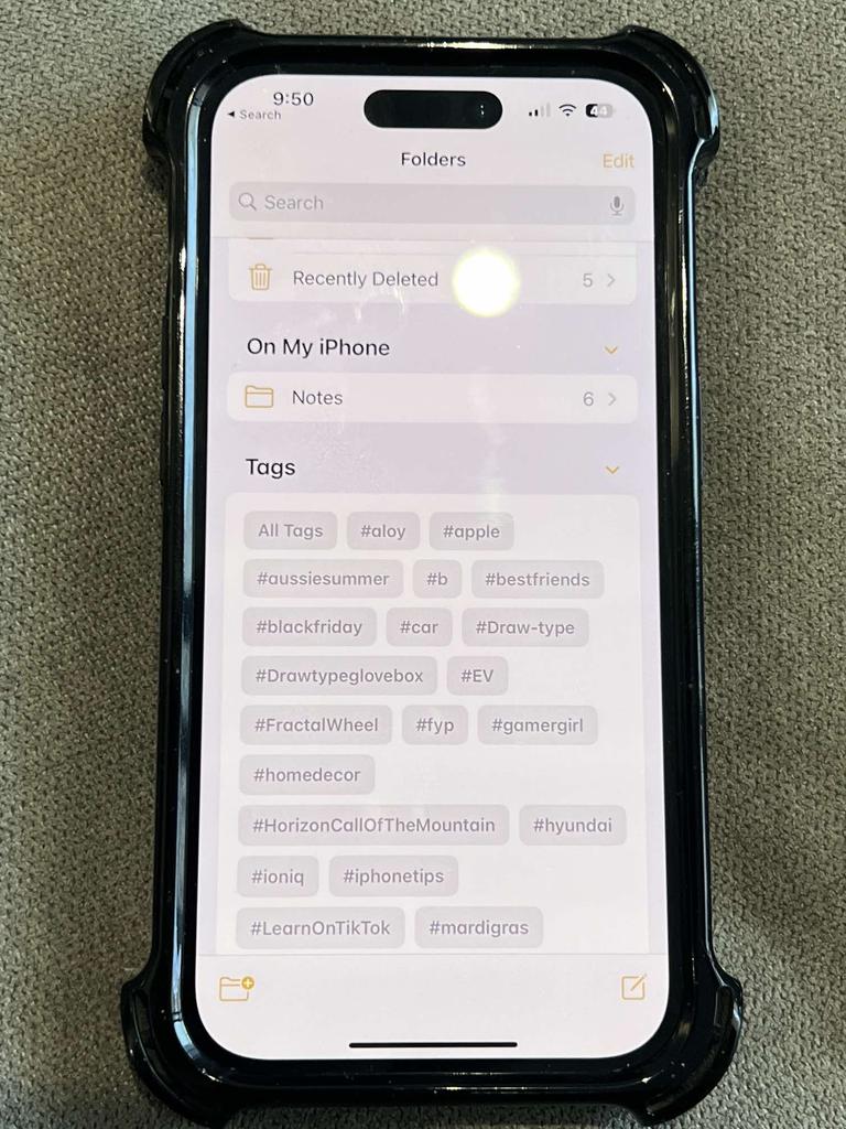 In iOS 15, Apple updated the iPhone’s built-in ‘Notes’ app to include a useful Tags feature. Picture: Elly Awesome
