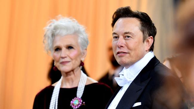 Musk and his mother, model Maye Musk. Picture: Angela Weiss/AFP