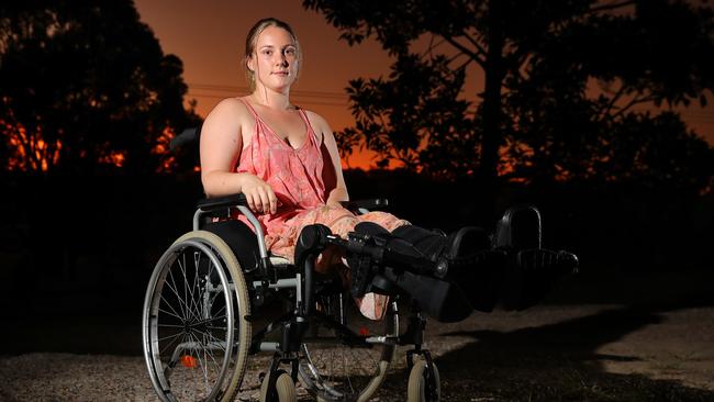 Shafiqa Irwin, 26 and partner Alexander Heilpern, 35, were left injured and homeless after their rented house in Wilson's Creek was hit by a landslide during the floods. Picture: Toby Zerna