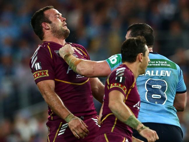 The Paul Gallen punch of Nate Myles that changed how the NRL was officiated. Picture: Getty Images