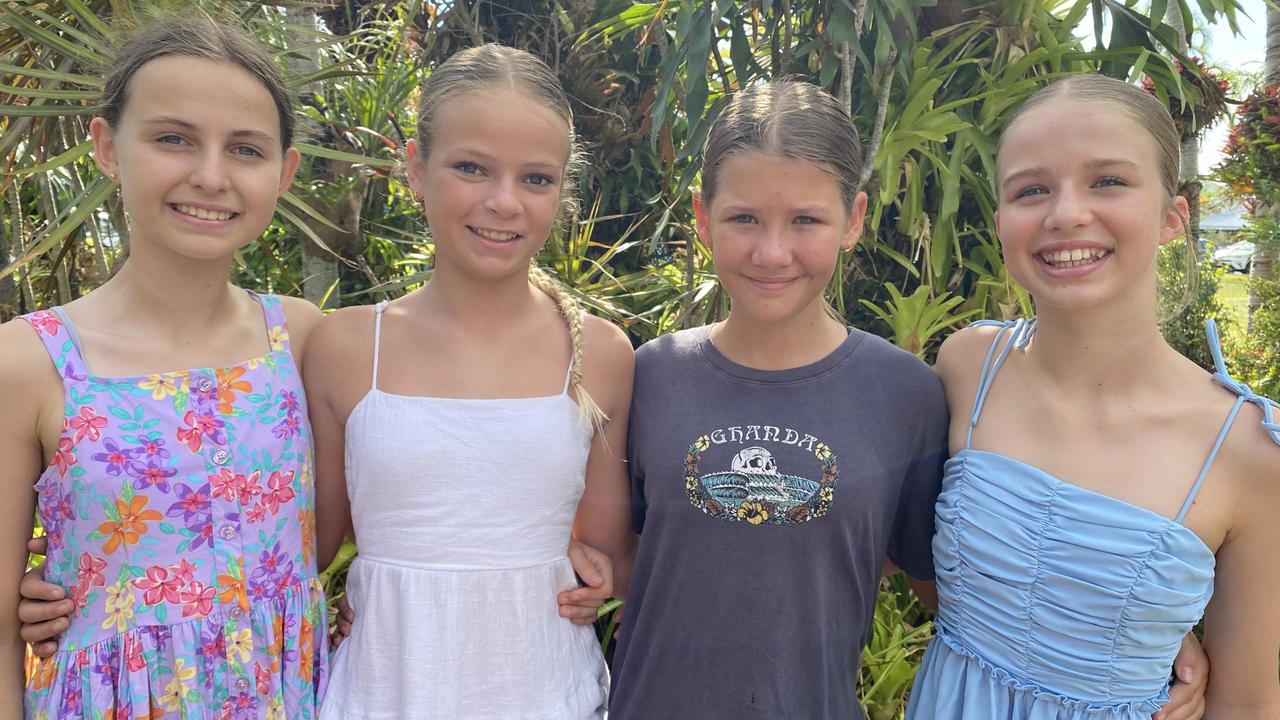 Port Douglas State School year 6 students Nina Edmonds, Gemma Cocks, Emily Murphy and Piper Saxon were Commended in the primary news video category for their group entry in the Kids News Junior Journalist Competition for their coverage of Carnivale. Picture: supplied