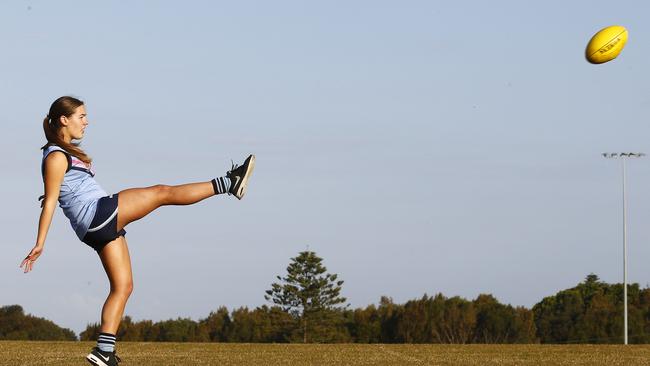 Senna Gulden plays AFL with the Maroubra Saints, and dreams of being part of the national women’s league. Picture: John Appleyard