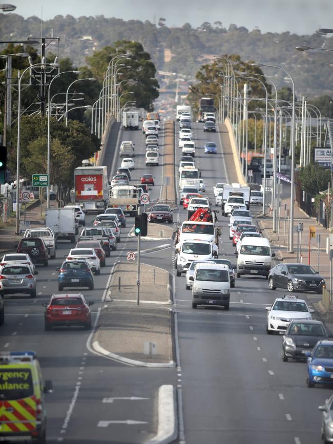 South Road, looking south from the Glenelg tram overpass. Picture: AAP / Dean Martin