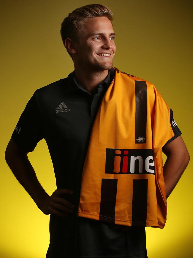 Harry Morrison with the No.1 guernsey. Picture: Michael Klein