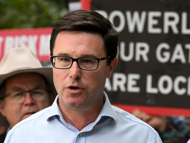 BRISBANE, AUSTRALIA - NewsWire Photos - AUGUST 22, 2023. Nationals leader David Littleproud speaks during a rally criticising the Queensland governmentsÃ renewable energy projects.Picture: Dan Peled / NCA NewsWire