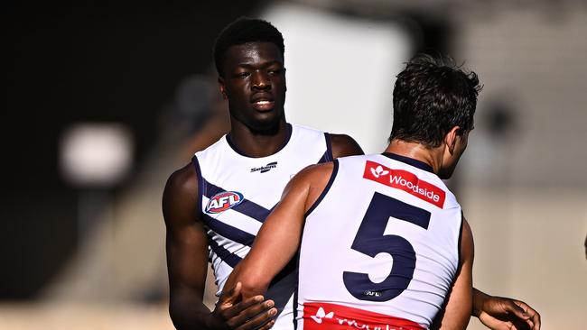 Michael Frederick kicked a bag of five in the Dockers’ trial match. Picture: Getty Images)\