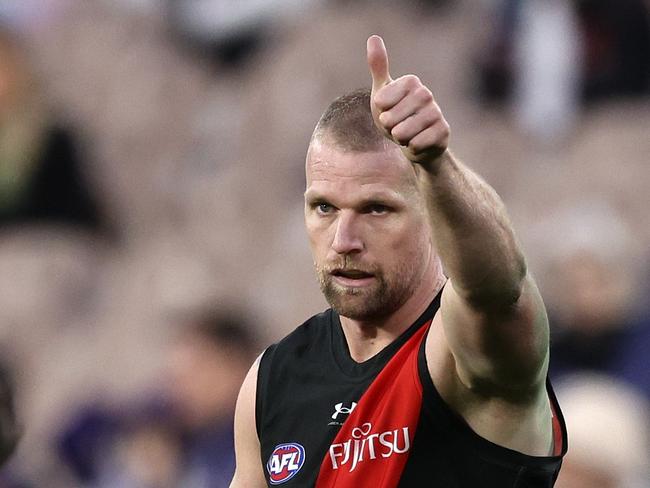 MELBOURNE, AUSTRALIA – AUGUST 04: Jake Stringer of the Bombers gestures to the bench during the round 21 AFL match between Essendon Bombers and Fremantle Dockers at Melbourne Cricket Ground, on August 04, 2024, in Melbourne, Australia. (Photo by Martin Keep/AFL Photos/via Getty Images)