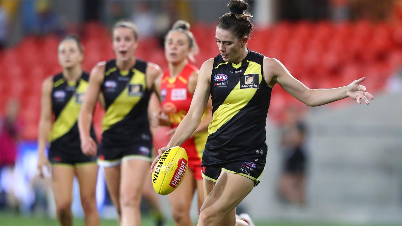 Tessa Lavey on the burst for Richmond in Friday’s win over Gold Coast.