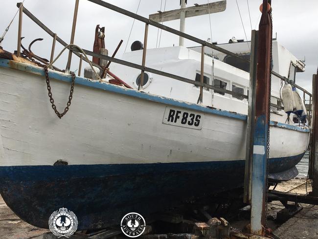 Police are searching waters south of Port Lincoln for two men on board this boat, which left Coffin Bay on Thursday afternoon. Picture: SA Police