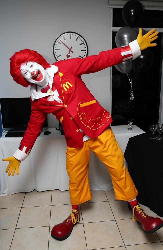 Ronald McDonald, the red headed Lothario, has been a playboy for too long. And has now taken to internet dating to find a nice lady to settle down and make soft serves with. Hubba, hubba. Picture: Jonathan Ng