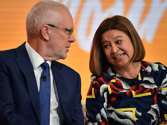 Former ABC Chairman Justin Milne and former Managing Director Michelle Guthrie. Picture: AAP/Joel Carrett