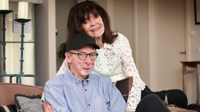 John Blackman at home with his wife Cecile. Picture: David Caird