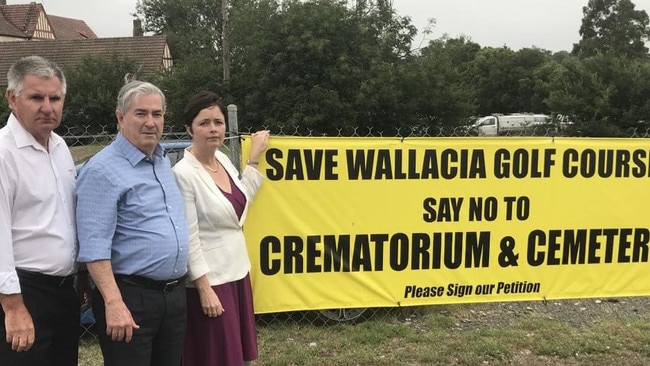 Penrith councillor Bernard Bratusa, Mayor Ross Fowler and Mulgoa state Liberal MP Tanya Davies publicly opposed plans to build a cemetery on the site of the Wallacia Golf and Country Club.