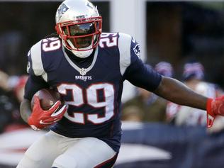 FILE - In this Dec. 4, 2016, file photo, New England Patriots running back  LeGarrette Blount carries the ball against the Los Angeles Rams during the  first half of an NFL football