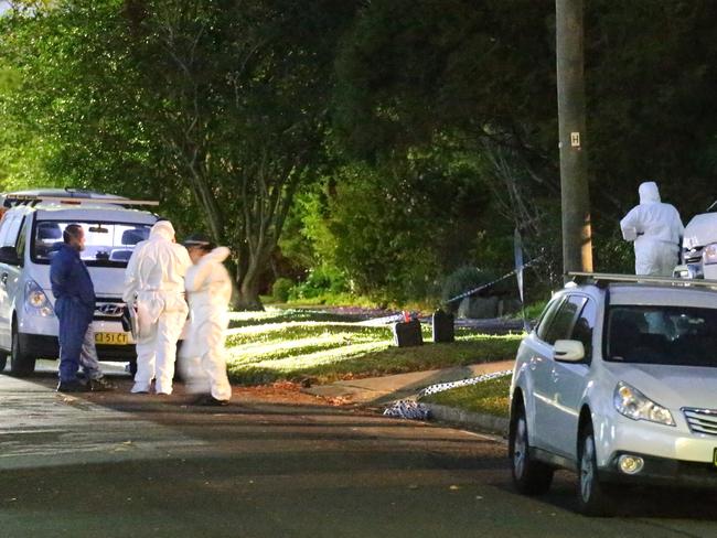 Police at the scene of double shooting in West Pennant Hills. Picture: John Grainger