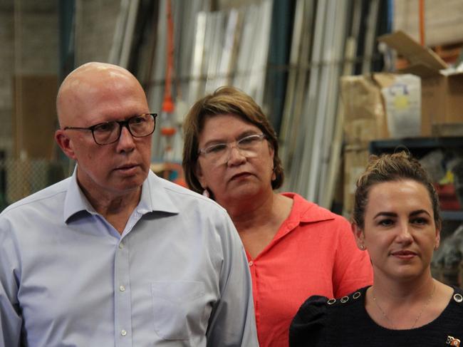 Federal Opposition leader Peter Dutton with NT Chief Minister Lia Finocchiaro in Alice Springs on Wednesday, January 29, 2025. Picture: Gera Kazakov