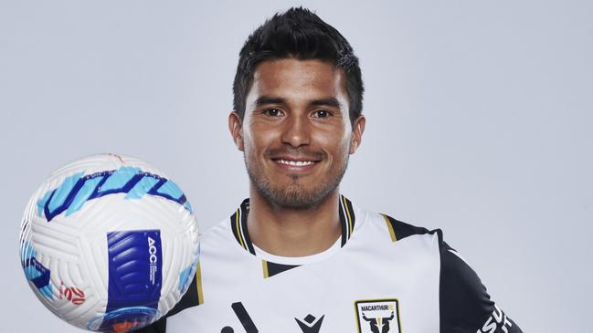 SYDNEY, AUSTRALIA - NOVEMBER 01: Ulises Davila poses during the Macarthur FC A-League team headshots session at Fairfield Showground on November 01, 2021 in Sydney, Australia. (Photo by Brett Hemmings/Getty Images for APL)