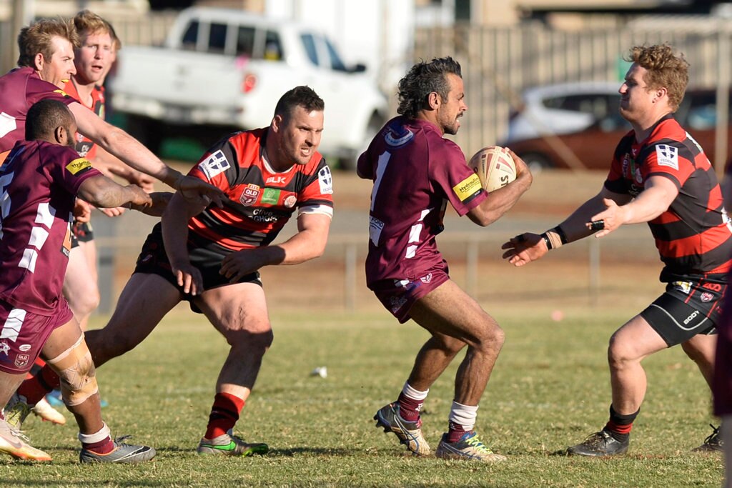 Corey Blades for Dalby Diehards against Valleys Roosters in TRL Premiership qualifying final rugby league at Glenholme Park, Sunday, August 12, 2018. Picture: Kevin Farmer