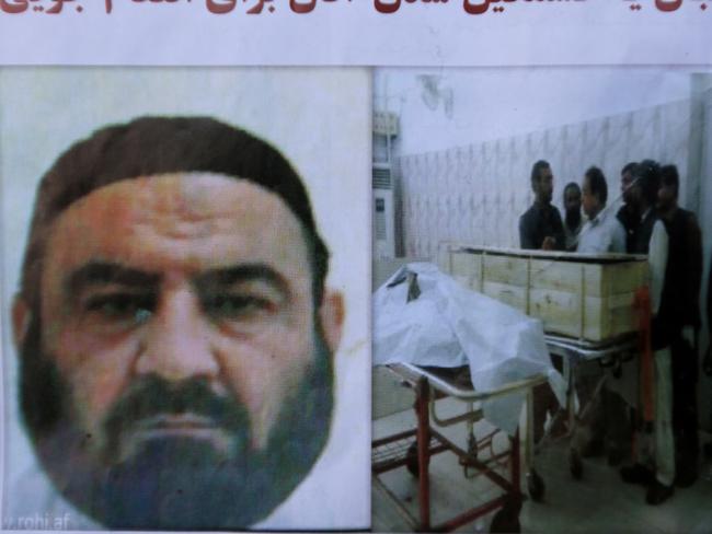 An Afghan newspaper headlines pictures of the former leader of the Afghan Taliban, Mullah Akhtar Mansoor, who was killed in a US drone strike last week, in Kabul, Afghanistan. Picture: AP