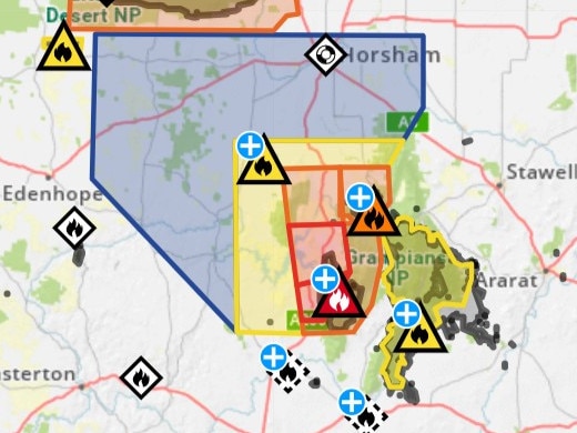 Residents were urged to 'leave immediately' amid an out of control bushfire in the Grampians National Park. Picture: Victoria Emergency.